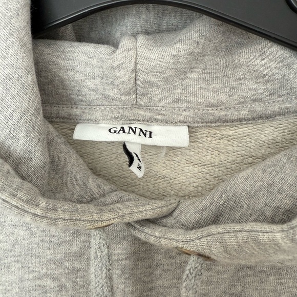 Ganni | Lotte Isoli Honey Hooded Sweatshirt | Heather Grey | Size M - Picture 2 of 8